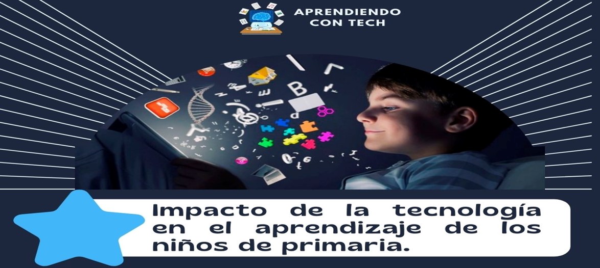 se observa a un niño feliz explorando el mundo del aprendizaje a través de la tecnología.